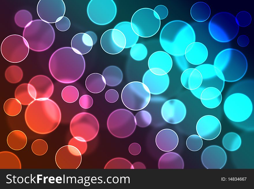 Colorful Christmas bokeh background with circles