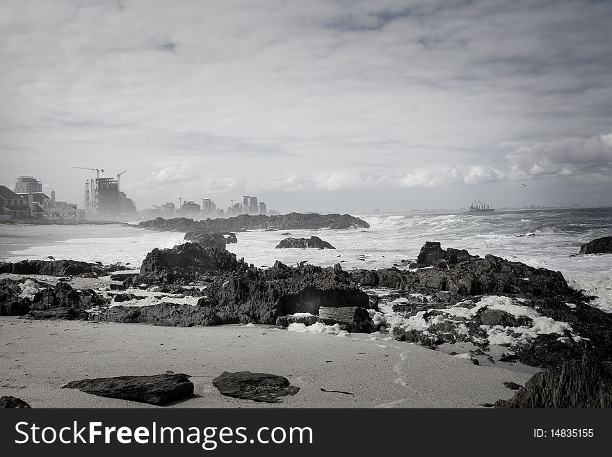 Winter beach scene