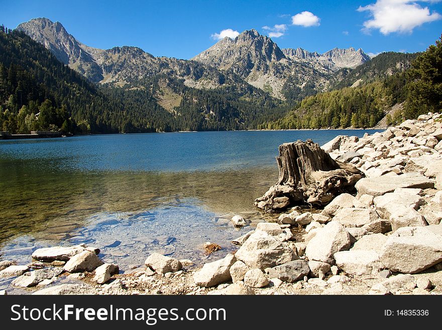 Beauty Sant Maurici lake in Pyrenees mountain. National Park. Beauty Sant Maurici lake in Pyrenees mountain. National Park.