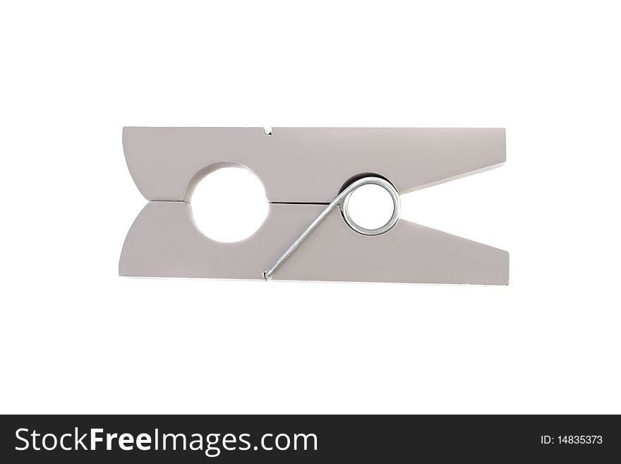 Isolated Clothes Peg Over White