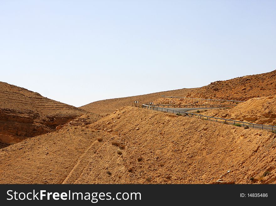 Empty road in the Negev desert, Israel. Empty road in the Negev desert, Israel