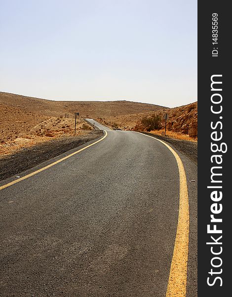 Open road in the Negev desert, Israel. Open road in the Negev desert, Israel