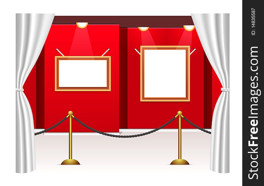 Picture gallery with frameworks. Vector illustration