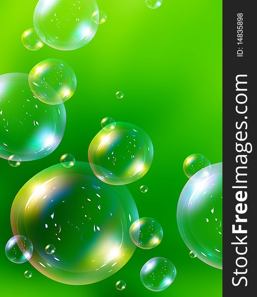 Soap bubbles on green blurred background. Soap bubbles on green blurred background.