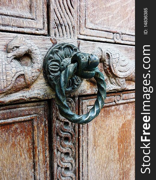 Antique door of medieval Greek church