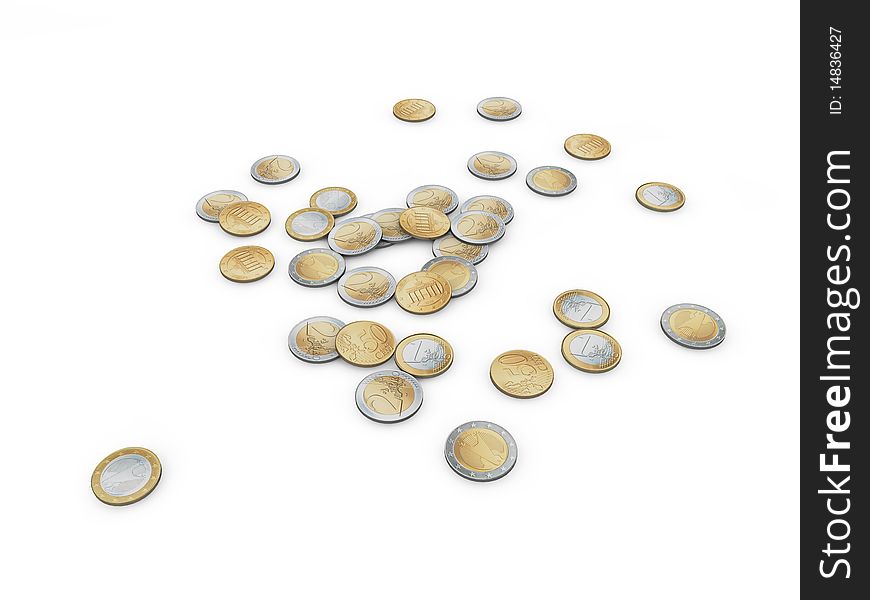 Euro coins isolated on white background. Euro coins isolated on white background