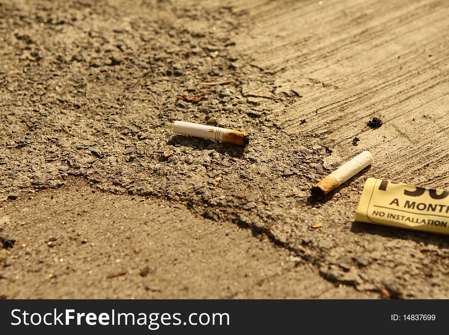 Cigarette butts on the street