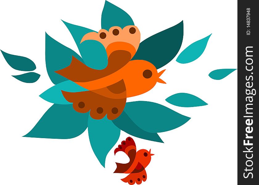 Orange and red fling birds, illustration