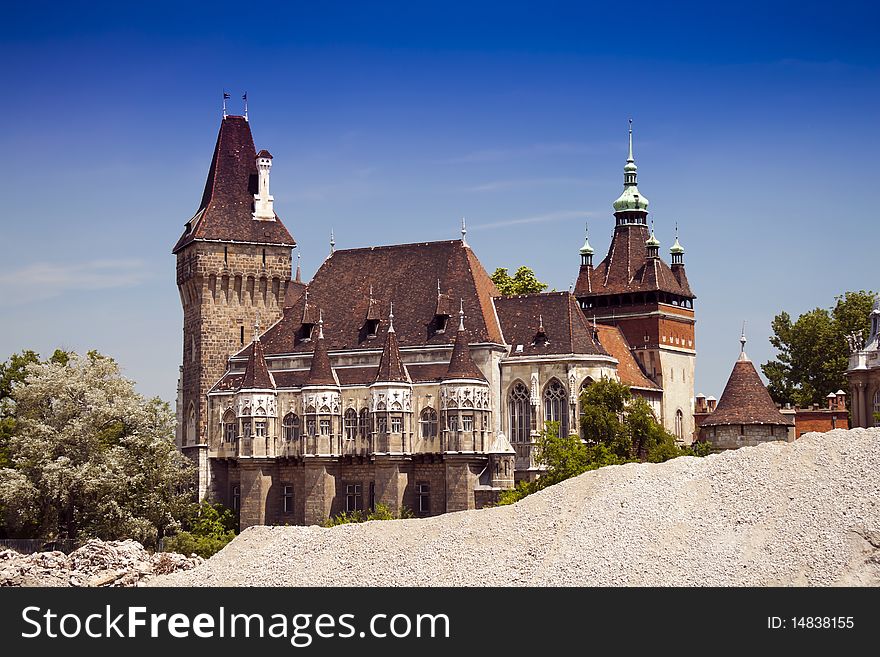 Ornate medieval castle in Budapest.