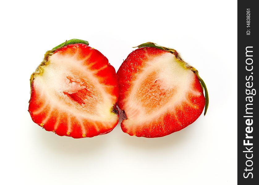 Sliced strawberry isolated on white