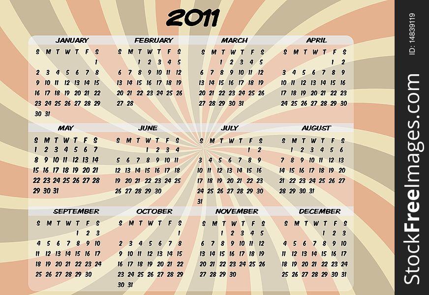 2011 Full Year Transparent Swirl Calendar