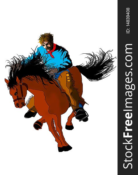 Hand drawn and digital illustration for rodeo