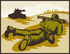 Soldier Bazooka Battle Tank Stock Image