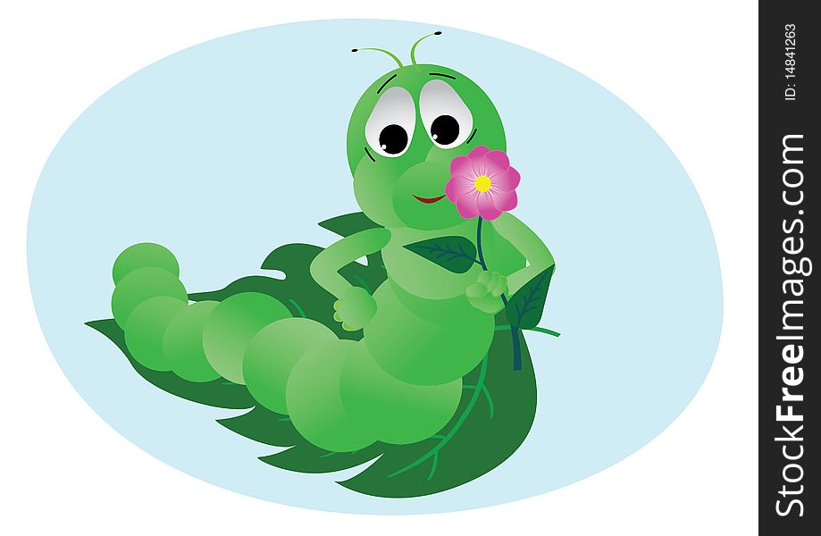 Caterpillar with flower. vector illustration. Caterpillar with flower. vector illustration