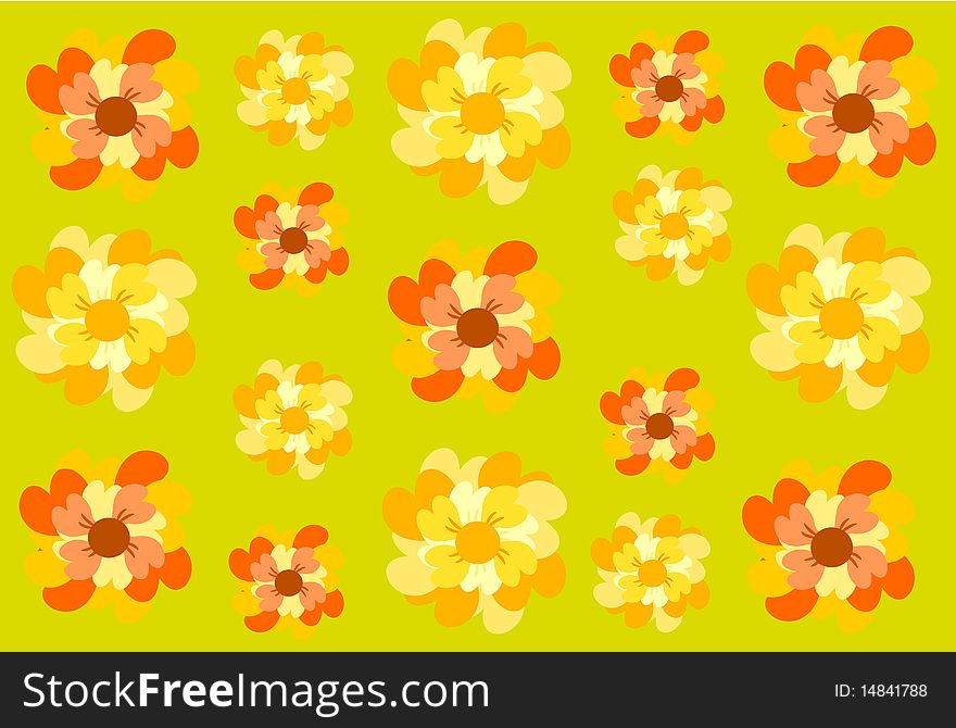 Flower vintage orange and yellow background. Flower vintage orange and yellow background