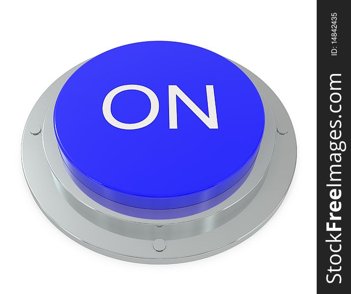 Blue button isolated on white - 3d illustration