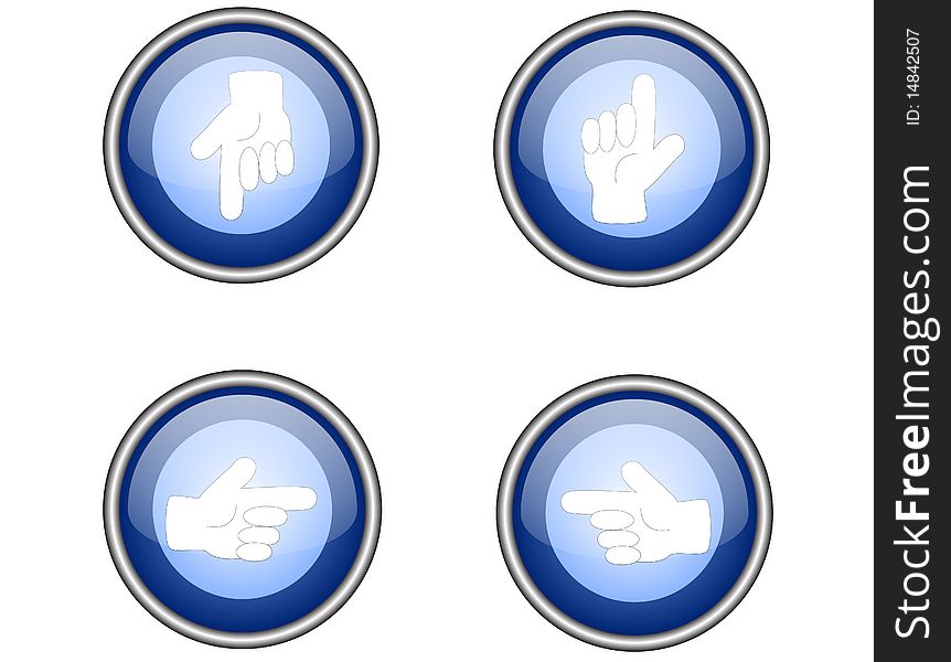 Illustration of glass web buttons with human hand