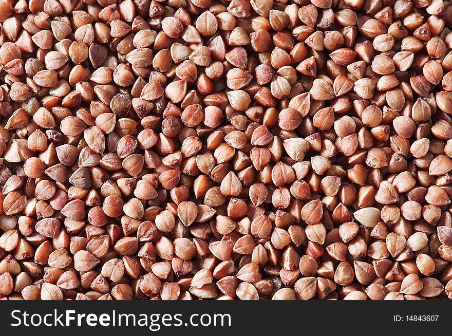 Brown buckwheat seeds close up