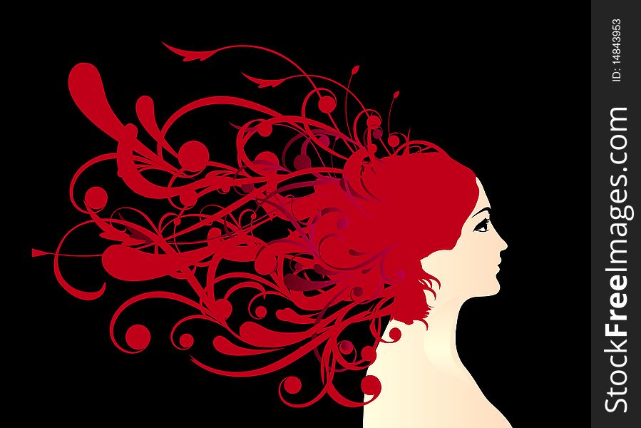 Abstract style woman and hair vector. Abstract style woman and hair vector