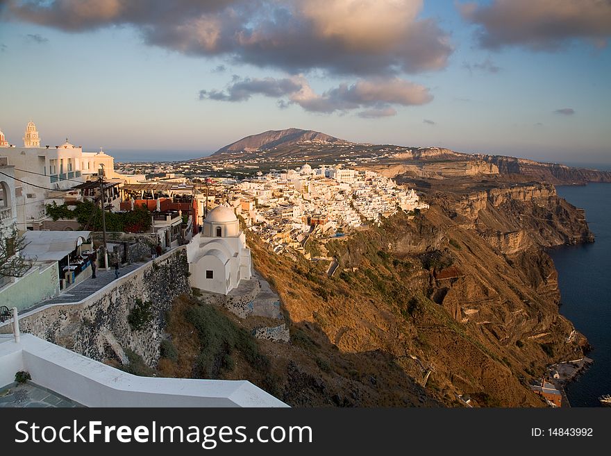 Looking over the cliffs of Santorini