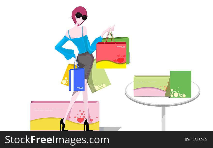 Carrying many shopping bags in the fashion beauty. Carrying many shopping bags in the fashion beauty