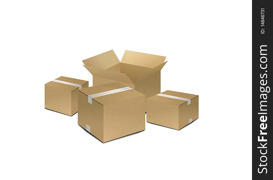 Image of delivery boxes over white