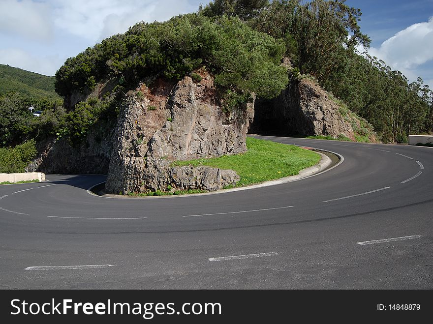 Abrupt turn of road in mountains. Abrupt turn of road in mountains
