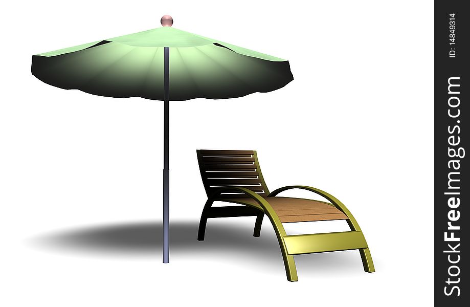 Beach Parasol and Deckchair