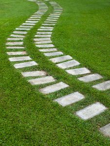 Curve Way On Grass Royalty Free Stock Photography Curve Way On Grass Royalty Free Stock Photography