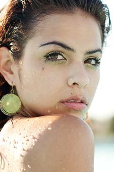 Beautiful Woman Relaxing In Pool Royalty Free Stock Image