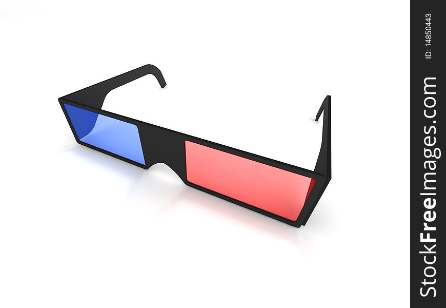 3D glasses isolated on white background. High quality 3d render.