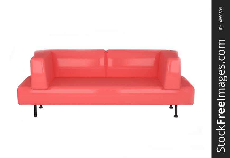 Modern red sofa, isolated on white