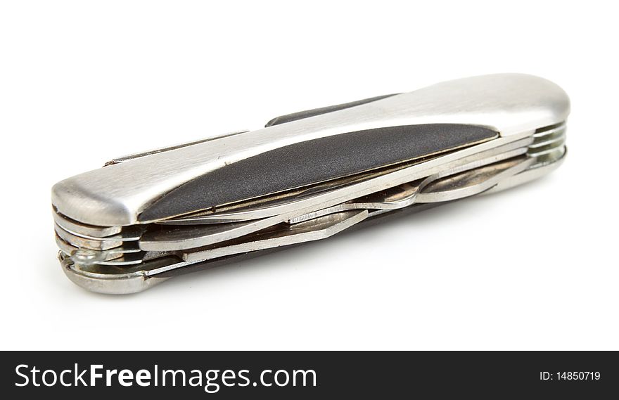 Swiss army knife on white background