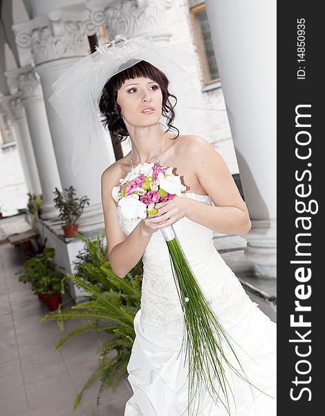 Young beautiful  bride outdoor,wedding. Young beautiful  bride outdoor,wedding