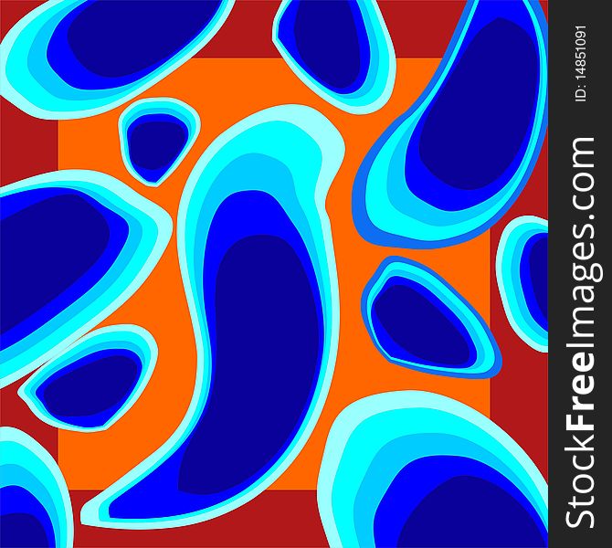Multi-colored spots on the orange and red background. Multi-colored spots on the orange and red background.