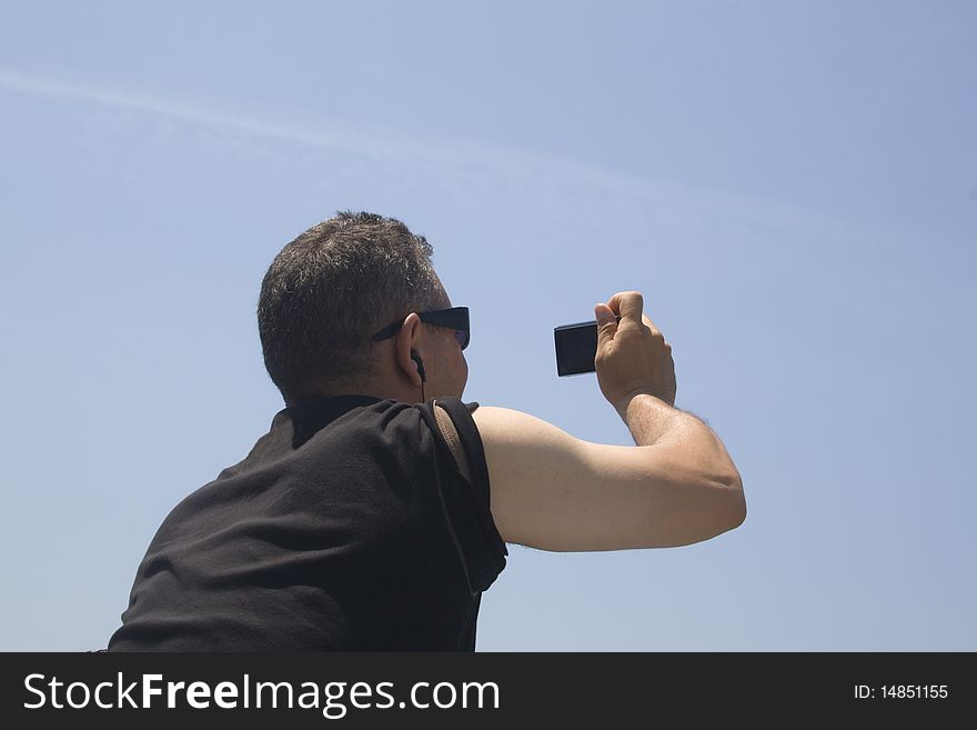 Sea bird flying with clean blue sky. Sea bird flying with clean blue sky