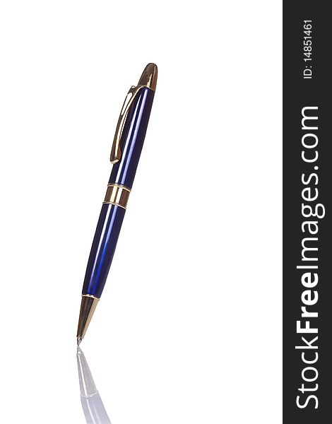 Standing blue shining pen