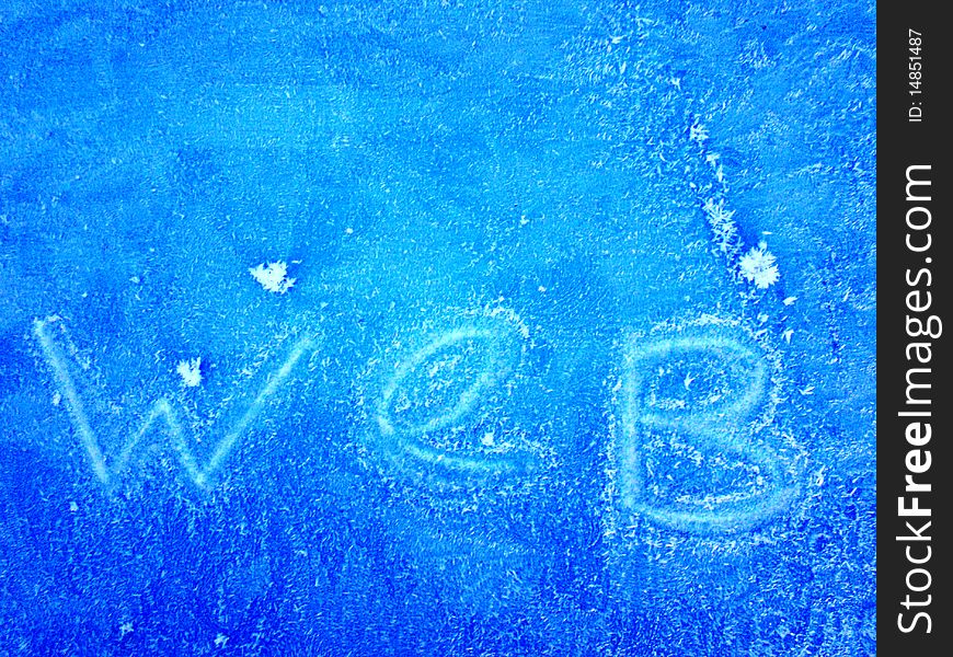 The word web written on the blue snow