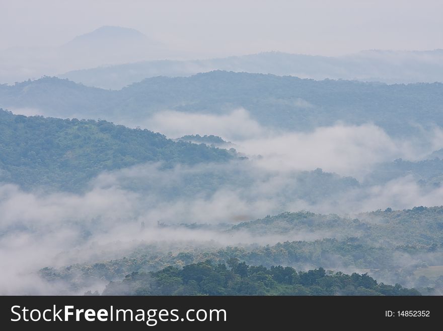 Cloud on mountain at viewpiont national park of Thailand