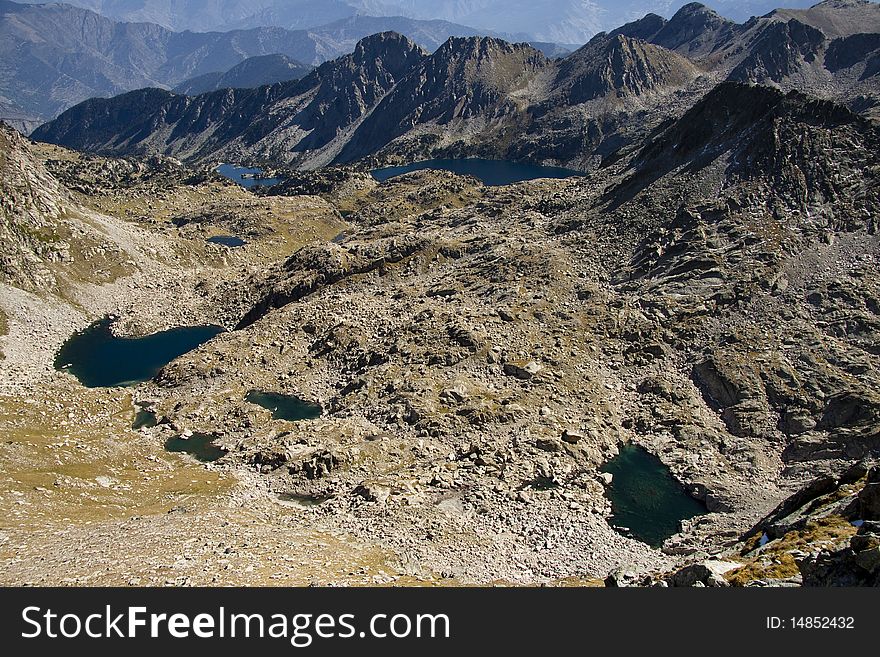 Aiguestortes National Park - Pyrenees, Spain. View few lakes. Aiguestortes National Park - Pyrenees, Spain. View few lakes.