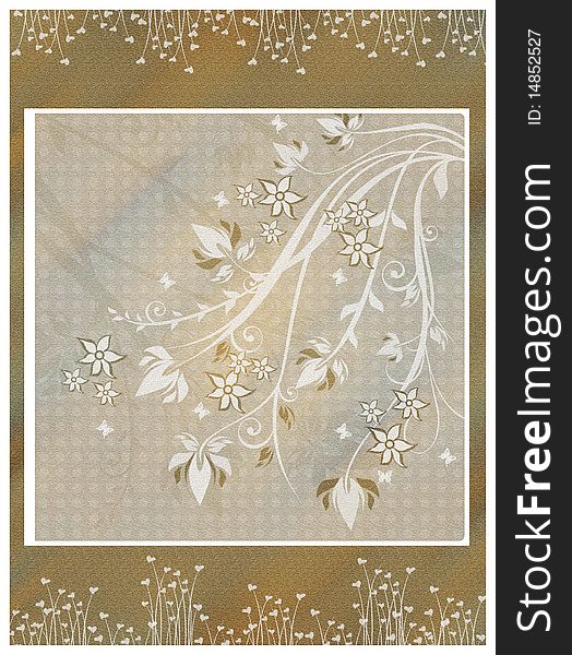 A beautiful invitation card  with butterflies, hearts  and flowers background