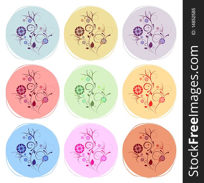 Set of floral design elements vector