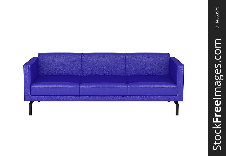 Blue sofa isolated on the white background, 3d illustrations