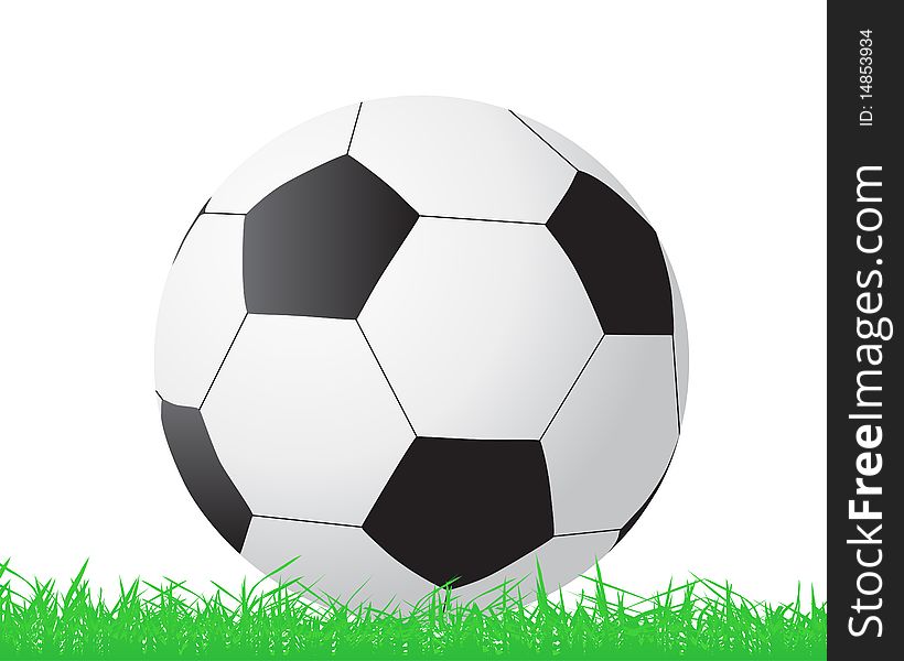 Illustration of soccer ball on green grass