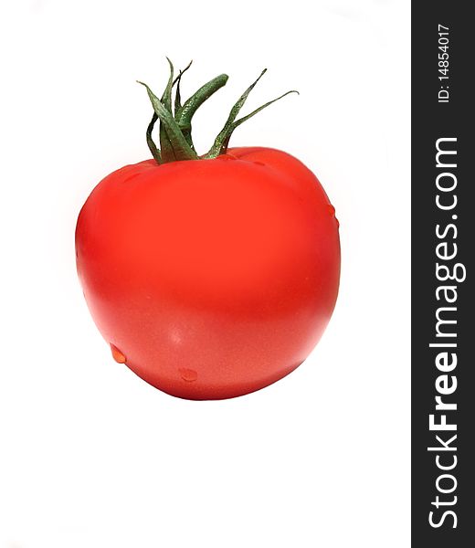 Red ripe vegetable tomato on a white background. Red ripe vegetable tomato on a white background