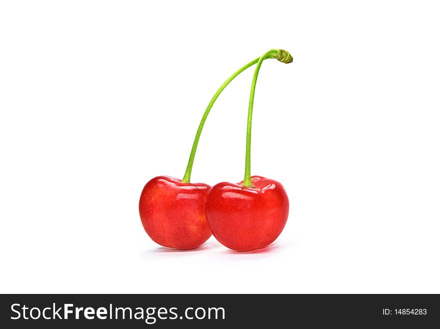 Perfect isolated fresh red cherry. Perfect isolated fresh red cherry