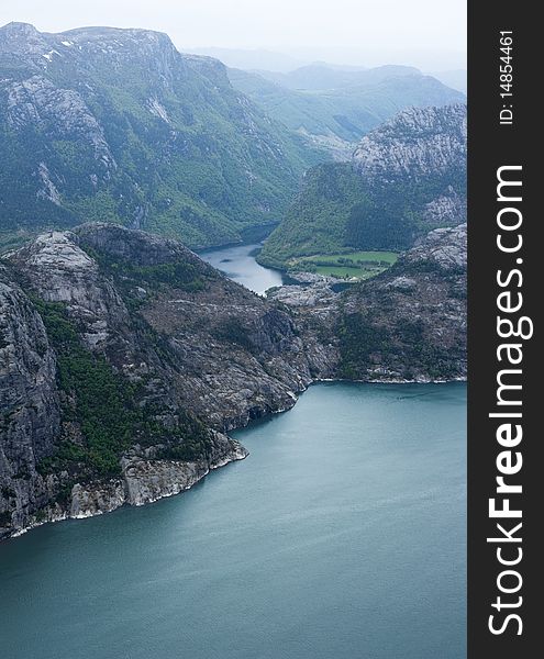 View from Preikestolen of the Lysefjord in Norway