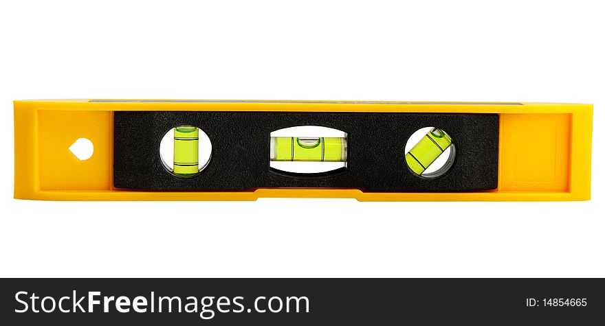 Yellow block level with bubble isolated on white, clipping path included