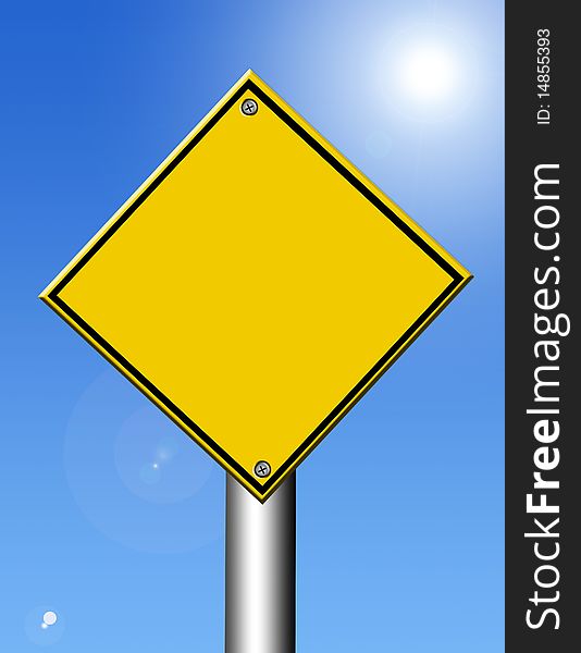 Yellow signal over blue and light background. Illustration