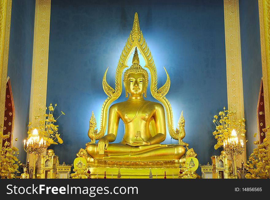 The principle Buddha image in a temple. The principle Buddha image in a temple